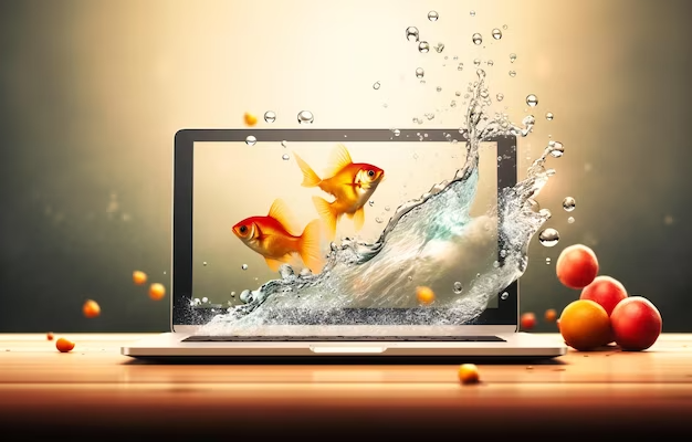 goldfish jumping onto laptop 875722 10676